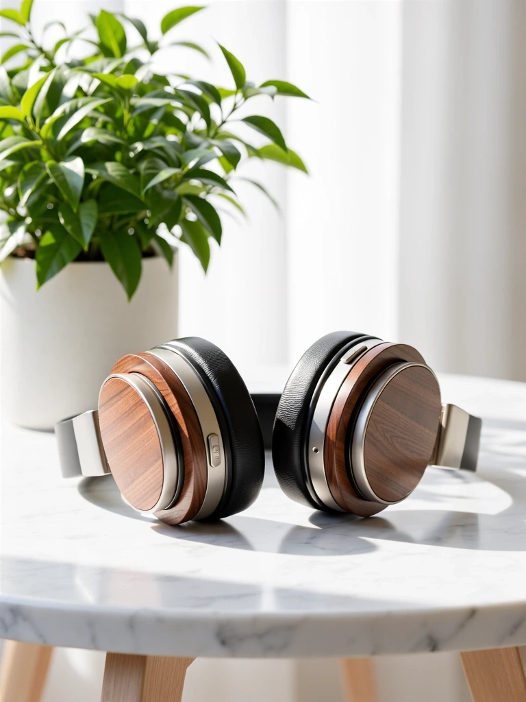 Premium audio equipment on a minimalist surface